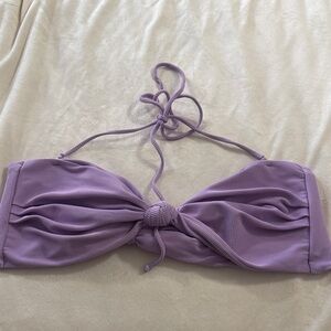 Skatie Lilac Ribbed Bandeau Bikini Top